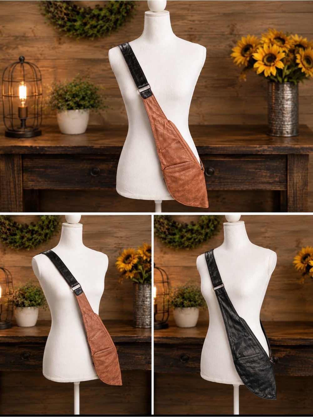 SASH leather reversible crossbody bag